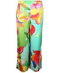Semicouture - Floral-Pattern Wide-Leg Trousers - Lyst