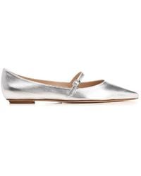 Stuart Weitzman - Emilia Metallic Mary Jane Flats, Brand Size 37 Us - Lyst
