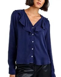 Bella Dahl - Long Sleeve Ruffle V-Neck Blouse - Lyst