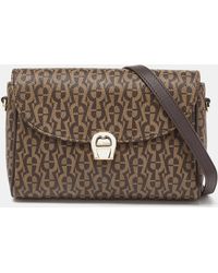Aigner - Coated Canvas And Leather Crossbody Bag - Lyst