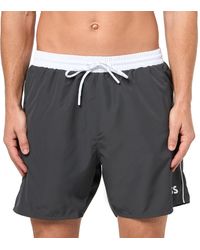 BOSS - Medium Length Starfish Swim Trunks, Charcoal - Lyst