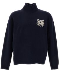 Maison Kitsuné - Fox Head Intarsia Merino Wool High-Neck Sweater - Lyst