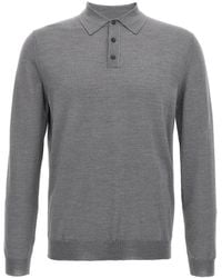 Zanone - Virgin Wool Polo Shirt With Button Placket And Cuffed Sleeves - Lyst