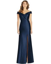 Alfred Sung - Off-the-shoulder Cuff Trumpet Gown With Front Slit - Lyst