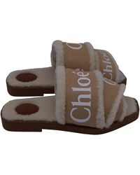 Chloé - Chloe Woody Shearling Flat Slides - Lyst