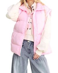 Davi & Dani - Solid Sleeveless Zipper Puffer Jacket Vest - Lyst