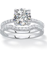 Palmbeach Jewelry - 2.65 Tcw Round Cubic Zirconia Platinum-Plated 2-Piece Bridal Ring Set - Lyst