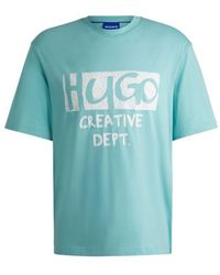 HUGO - Cotton-Jersey T-Shirt With Logo Artwork - Lyst
