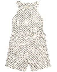 Hope & Henry - Button Front Halter Linen-Blend Romper - Lyst