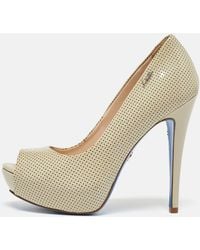 Loriblu - Perforated Patent Leather Peep Toe Platform Pumps - Lyst