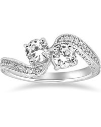 Pompeii3 - 1 Ct Two Stone Forever Us Vintage Diamond Engagement Ring - Lyst