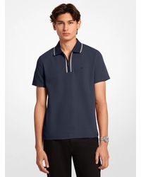Michael Kors - Mk Textured Stretch Cotton Zip-Up Polo Shirt - Lyst