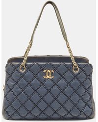 Chanel - Quilted Wild Stitched Leather Chain Tote - Lyst