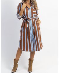 Crescent - Monica Bold Stripe Midi Dress - Lyst