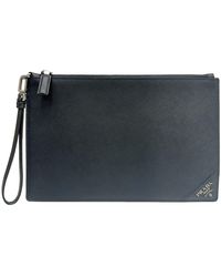 Prada - Saffiano Leather Clutch Bag (pre-owned) - Lyst
