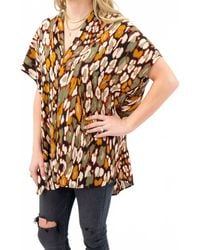 Adrienne - Leopard V-Neck Top - Lyst