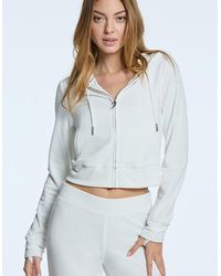 Juicy Couture - Pearly Big Bling Hoodie Velour Full Zip Crop Jdm683 - Lyst