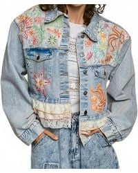 Pol - Floral Embroidered Cropped Jacket - Lyst
