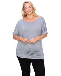 Fashnzfab - Short Sleeve Top Featuring A Round Neck And Ruched Sides - Lyst