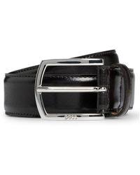 BOSS - Italian-Leather Belt With Branded Buckle And Full Lining - Lyst