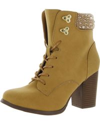 Xoxo - Maddie Faux Leather Lace-up Booties - Lyst