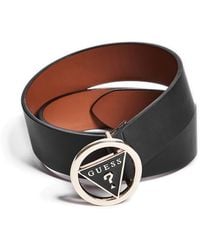 Guess - Round Triangle Logo Buckle Belt - Lyst