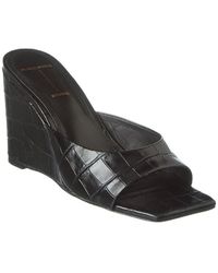 Black Suede Studio - Paloma Croc-embossed Leather Wedge Sandal - Lyst