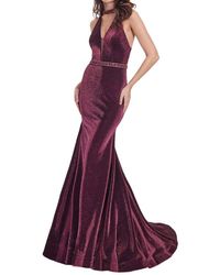Rachel Allan - Halter Neck Beaded Strappy Back Evening Dress - Lyst