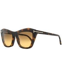 Tom Ford - Eyeglasses Cat Eye Full Rim, Shiny Frame And Clear Light Block With Magnetic Clip-On Smoke Lens Ft5971-B001 - Lyst