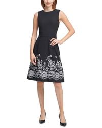 Calvin Klein - Knit Embroidered Fit & Flare Dress - Lyst