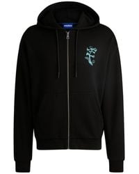 HUGO - Cotton-Terry Zip-Up Hoodie With Seasonal Artwork - Lyst