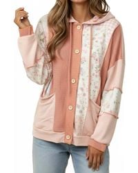 Haptics - Button Waffle Hooded Cardigan - Lyst