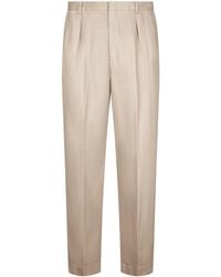 Cellar Door - Straight-Leg Trousers With Front Pleats And Lightweight Fabric - Lyst