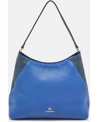 Aigner - Two Tone Leather Logo Hobo - Lyst