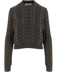 Jil Sander - Geometric Pattern Sequin Embellished Wool Sweater - Lyst