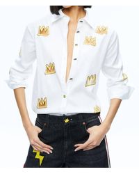Alice + Olivia - Finely Embellished Button Down Top - Lyst