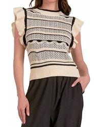 Elan - Flutter Sleeve Crew Neck Sweater Top - Lyst