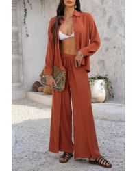 TRUEDAMES - Two Pieces Split Solid Button Down Sets - Lyst