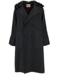 Plan C - Melange Sequin Collar Double-Breasted Wool Coat - Lyst