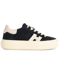 Hogan - 'H705' Dark Leather Sneakers - Lyst