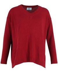 Prada - Elbow Patch V-neck Sweater - Lyst