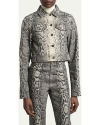 Gabriela Hearst - Bronte Snakeskin-Print Crop Denim Jacket - Lyst