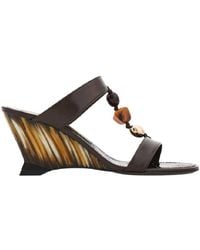 Ferragamo - Ferragamo Beaded Strap Wedge Sandals - Lyst