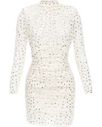 Self-Portrait - Self Portrait Rhinestone Mesh Tulle Embellished Mini Dress - Lyst