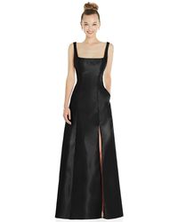 Alfred Sung - Sleeveless Square-neck Princess Line Gown With Pockets - Lyst