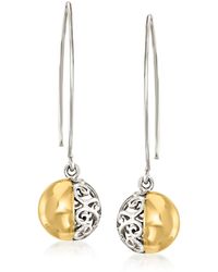 Ross-Simons - Sterling Silver Reversible Filigree Ball Drop Earrings With 14kt Yellow - Lyst