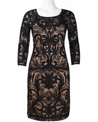Sue Wong - Floral Embroidered Mesh Dress - Lyst