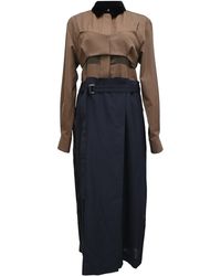 Sacai - Long Sleeve Two-Piece Set Accent Midi Dress - Lyst