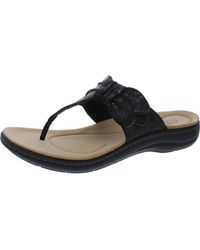 Clarks - Laurieann Faux Leather Upper And Toe Post Open Toe Slide Sandals - Lyst