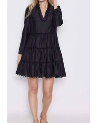 Sail To Sable - Black Lace Trim Long Sleeve Tunic Flare Dress - Lyst